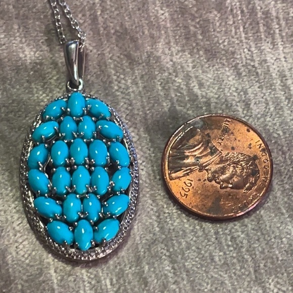 Arizona Sleeping Beauty Turquoise Pendant Necklace Sterling Silver 925 NWOTS - Picture 8 of 11